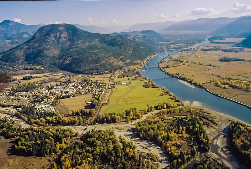 Looking east into Montana the town of Clark Fork lies on the left
